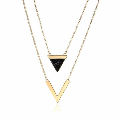 Load image into Gallery viewer, Marble Chevron Double Layer Necklace
